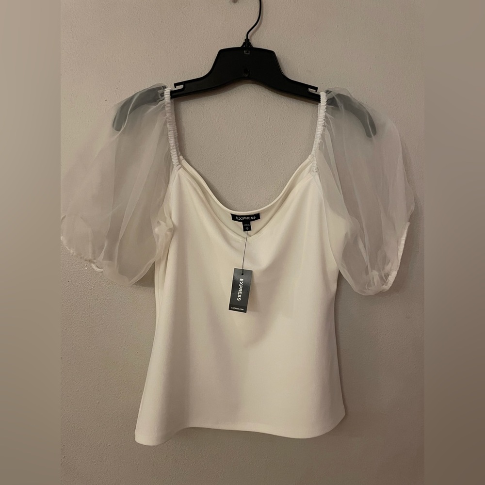 Express sweetheart sheer puff sleeve top!